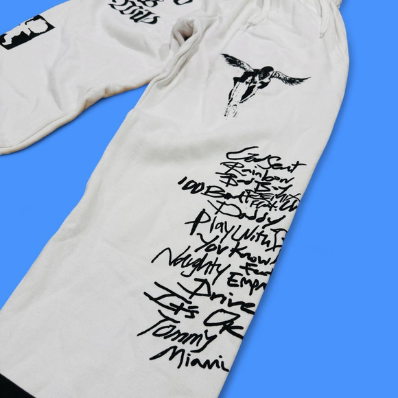 Tommy Genesis Sweatpants White Graphic Joggers God Is Wild Streetwear Unisex S - Picture 3 of 6
